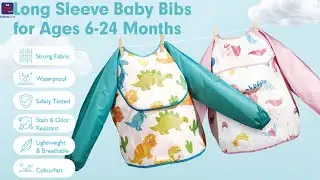 Long Sleeve Waterproof Baby Bibs | Feeding Bibs | Baby Essentials 6-24 Months