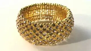 Gold-Plated Champagne Multi-Crystal 14k  Bracelet Costume Jewelry by PalmBeach Jewelry