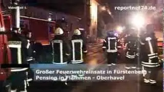 Gro&szlig;einsatz in F&uuml;rstenberg/Havel wegen Brand einer Pension - Oberhavel