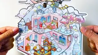 [ASMR]DIY a winter penguin travel hotel with stickers🐧~