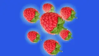 green screen 3D & Rotate raspberries in space/ respberries fruit animation green screen