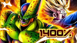(Dragon Ball Legends) ZENKAI 7, 1400%, 14 STAR EX BLU 2ND FORM CELL! STUNNING BLAST DAMAGE!