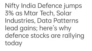 Nifty India Defence jumps 3% as Mtar Tech, Solar Industries, Data Patterns lead gains; here&rsquo;s why
