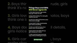 7 Things Boys and Girls Will Never Agree On | Funny Relationship Facts!