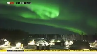 Aurora Borealis turns green over Lapland (Finland) - Sky News - 1st March 2019