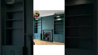 fireplace and shelves