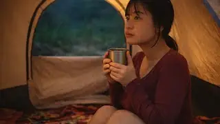 Camping alone by the stream overnight - relaxing in the blissful tent, ASMR