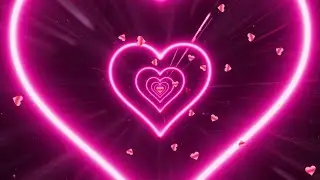 💗Pink Neon Lights Love Heart Tunnel Background Video (1-Hour No Sound 2023) / Pink Heart Background