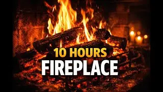 10 Hours Fireplace 🔥 Real Fire Crackling Sound | Relaxing Background