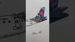 CUSTOM drawing of the BermubAir E175! #fly #aviation #art #aircraft