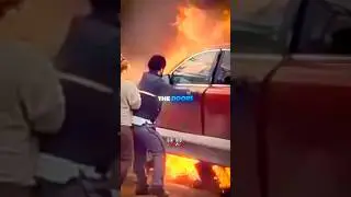 His Car Was on Fire&hellip; and Strangers Ran Toward the Explosions 😱🔥