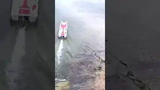 Fast RC Catamaran Speedboat (Slow Motion) #shorts