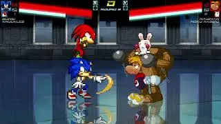 Mugen Battle - Sonic and Knuckles VS Rayman and Moku Rabbid