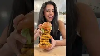 I MADE MY OWN 8-PATTY BURGER!! #food #eating #cooking #shorts