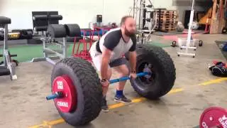 Ben H 258kg axle deadlift