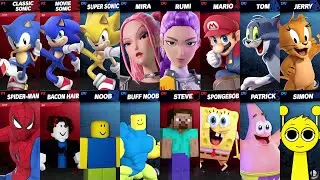 Sonic vs Mario vs Tom vs Spider-Man vs Roblox vs Minecraft vs Fortnite | Super Smash Bros Ultimate