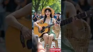 Viral video of a girl playing acoustic guitar in a Russian town square 😊 #music #shortvideo #shorts
