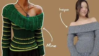Knit vlog: recreating the crochet off shoulder sweater by Yaejiyea ~ Asymmetric knit tutorial