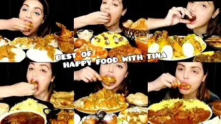 ASMR EATING SPICY CHICKEN CURRY, FISH CURRY, BIRIYANI | BEST OF HAPPY FOOD WITH TINA |Foodie India|