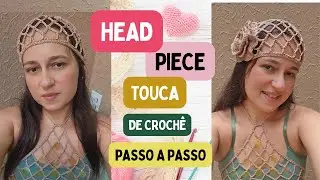 Head Piece/ Touca de croche com aplicação de Rosa