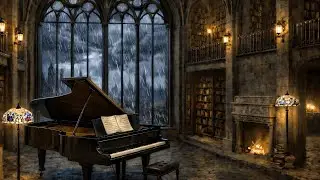 Dark Academia Ambience • Energetic Piano & Cello for Deep Focus • Moonlit Rain Over the City