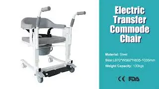 Waterproof Multifunction Electric Patient Lift Transfer Commode Shower Chair with One Button Control