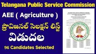 ⚡ TGPSC Assistant Executive Engineer -AEE ( Agriculture ) Provisional Selection List Released l 96 l