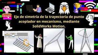 Eje de simetría de la trayectoria de punto acoplador en mecanismos, mediante SolidWorks Motion.