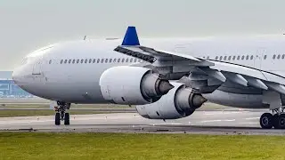 A340-600 USC Aero (Surinam) Taxi & Take-Off Amsterdam Schiphol RWY 18L | 4K