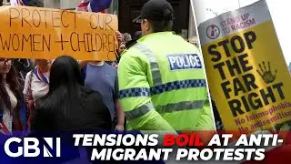 'Tensions VERY high' as anti-migrant protesters and counter-protesters stand off across Britain