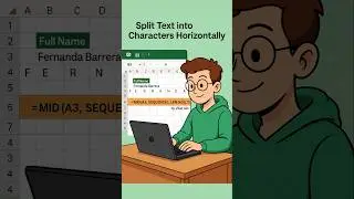 Split text into characters horizontally #excel #textsplit