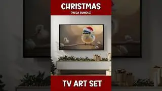 #shorts #frametvart Cute Festive Baby Blue Tit Bird in Christmas Red Santa Hat on Branch #tvart