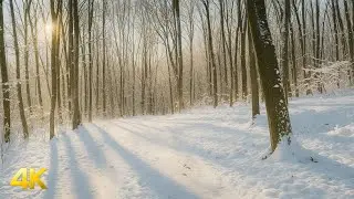 Sunny Winter Walk in Snowy Forest 🌲 | Gentle Bird Sounds & Crisp Nature Ambience