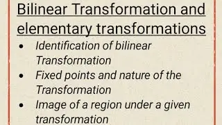 Bilinear Transformation  #trb #tnpsc  #complex analysis #fixedpoints#bilinear transformation