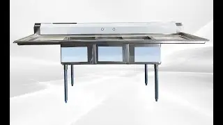 NSF Kitchen sink - 102 inches, 3 compartments, with side draining boards S3C182412 -24LR- 318