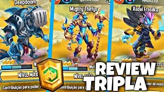 REVIEW TRIPLA! REBEL FROSILKA, MIGHTY THETYS E DEEPDOOM COM BATALHAS!!! (Monster Legends)
