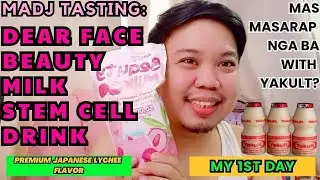 DAY 01 | DEAR FACE BEAUTY MILK LYCHEE FLAVOR STEM CELL DRINK WITH YAKULT | FIRST TIME MADJ TASTING