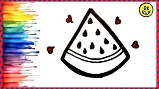 Watermelon 🍉 Drawing, Colouring for kids, Drawing for kids, Easy Drawing for kids