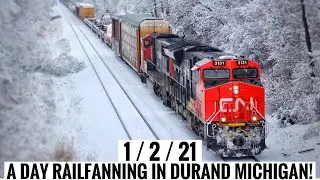RailFanning 2021: A Day RailFanning In Durand! 4 Trains, BCRail, Hornshows, And More! {1/2/21}