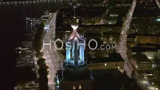 Aerial View of Stockholm City Hall by Night With Stockhom Skyline During Winter, Sweden