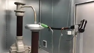 Nexans Euromold 36 kV test piece undergoing full PD electrical testing