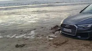 Car sacrificed to the Atlantic ocean at Rossnowlagh, Donegal