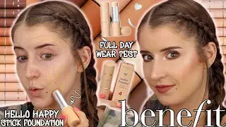 BENEFIT HELLO HAPPY *AIR STICK* FOUNDATION 😊 REVIEW & WEAR TEST!