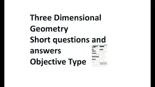 Three Dimensional Geometry in Hindi/Urdu | Short questions and answers | Objective Type