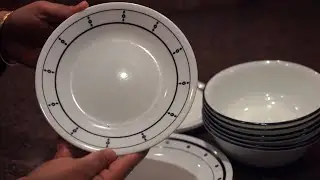 Corelle 18-Piece Service for 6, Chip Resistant, Black and White Dinnerware Set