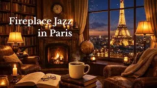 Paris Cozy Fireplace Jazz | Night Ambience for Reading, Study & Relax