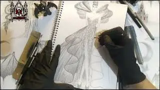 Desenho de Moda - Em algumas áreas da saia, o contorno se mistura um pouco com o sombreamento.