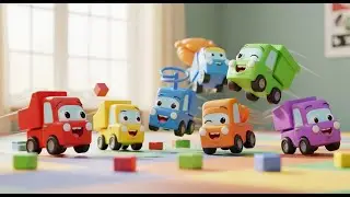 Six Little Toy Trucks Roll Roll Roll | Transportation Song & Counting for Toddlers
