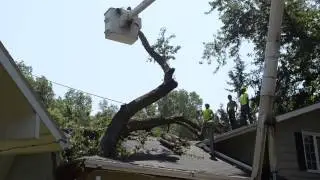 Crews remove tree that crushed Sioux City home on July 9, 2013