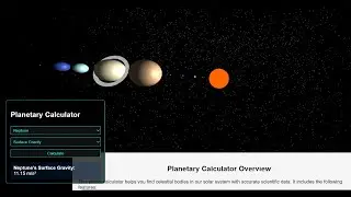 Planetary Calculator - Supported Celestial Bodies - Sun, Earth, Mars, Jupiter, Neptune and more
